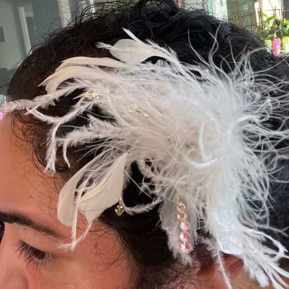 NWT Feather and rhinestone claw clip, bridal wedding - Picture 6 of 7